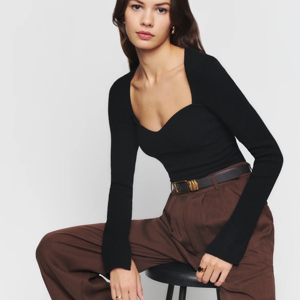 Reformation Glenna Cashmere Black Sweater